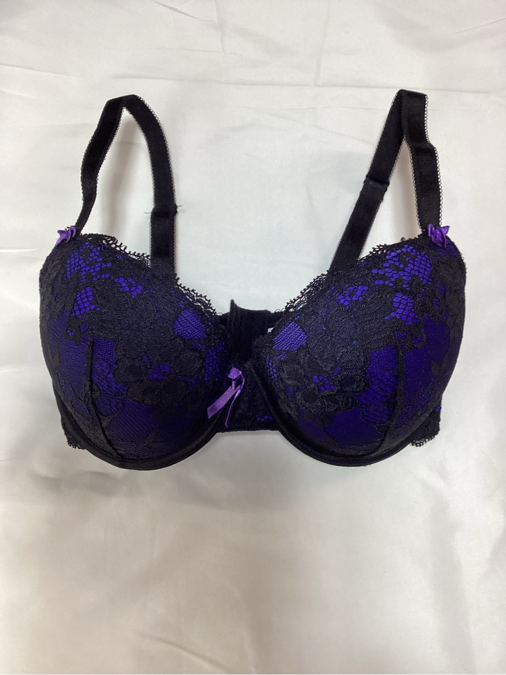 Lace Overlay Underwire Bra in Royal Blue and Navy